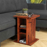 Mobell Solid Sheesham Wood Side End Table (Natural Finish)